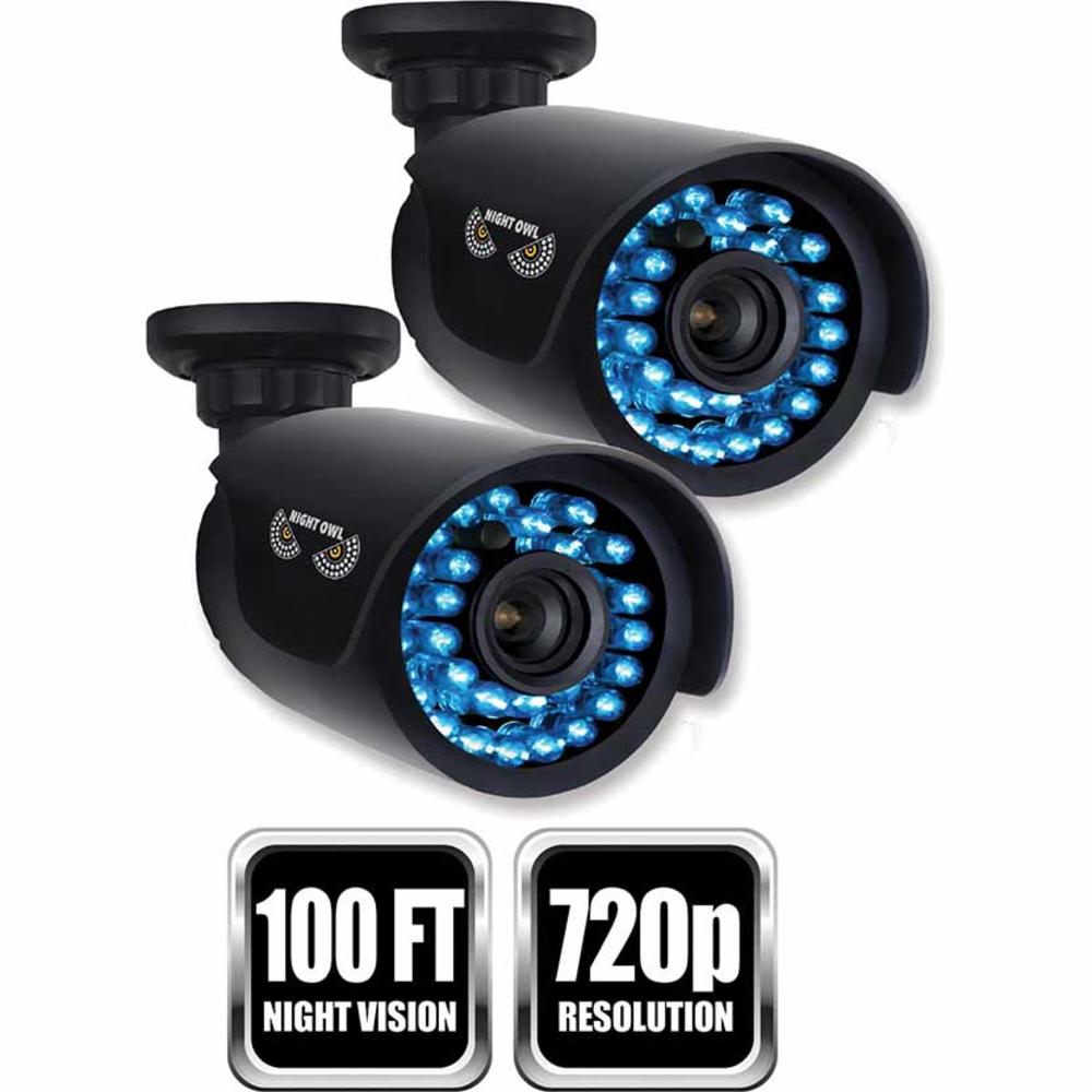 Night Owl Security Products 2-Pk 720p HD Security Bullet Camera w/ 100 ft of Night Vision
