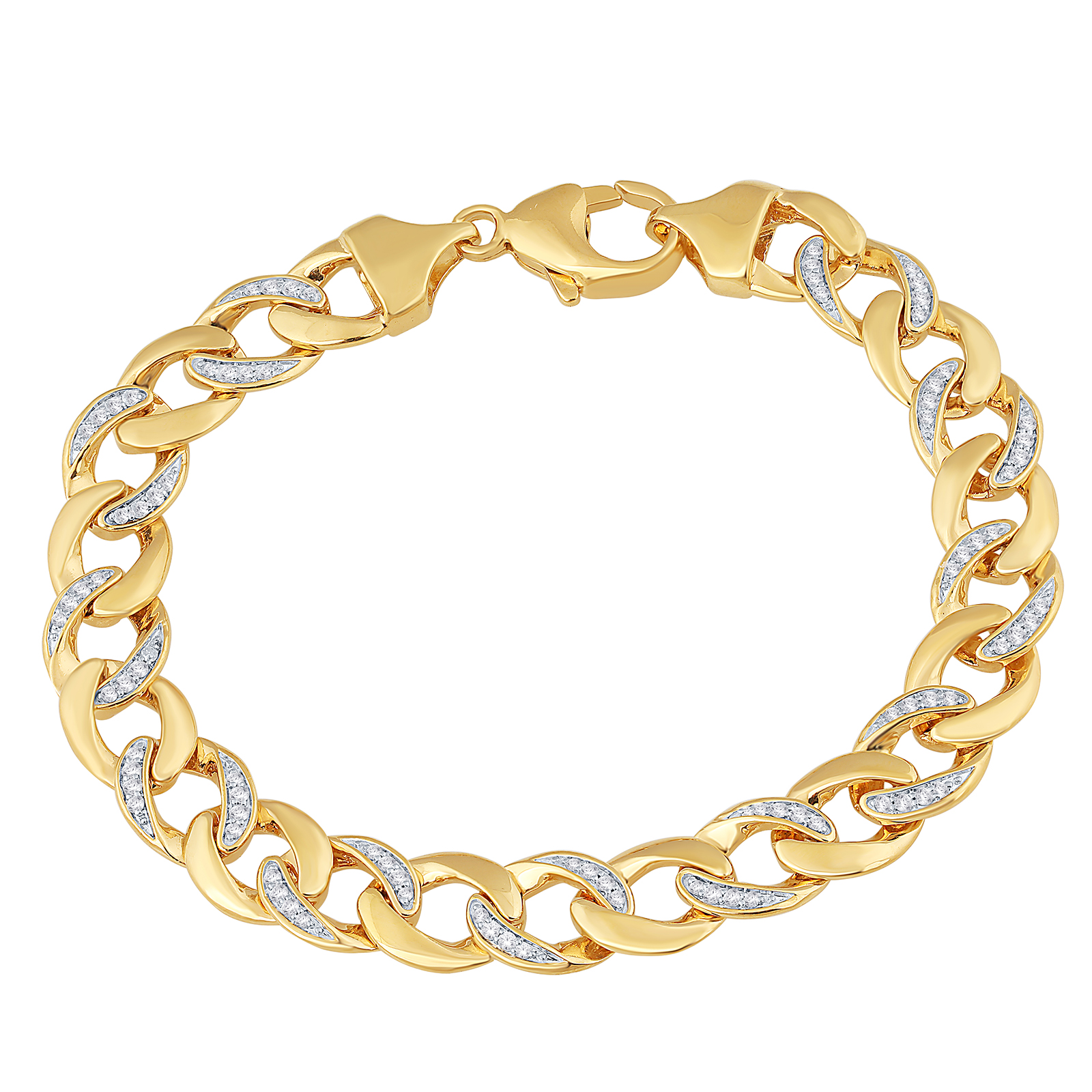 Gold Over Silver 1/2 CTTW Diamond Curb Bracelet