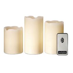 Northpoint LED Flameless Flickering Candles with Remote Control, Set of 3 Candles