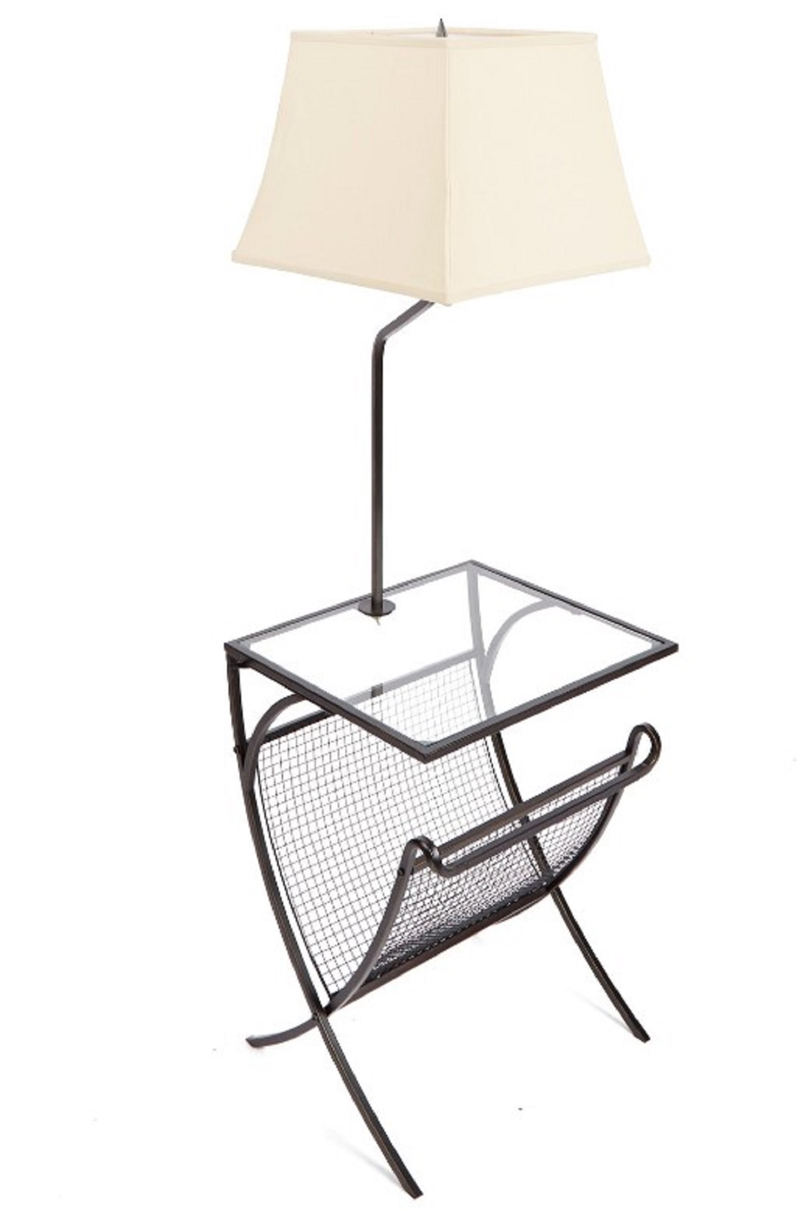 F22413k Com Floor Lamp With Glass Table And Magazine Rack