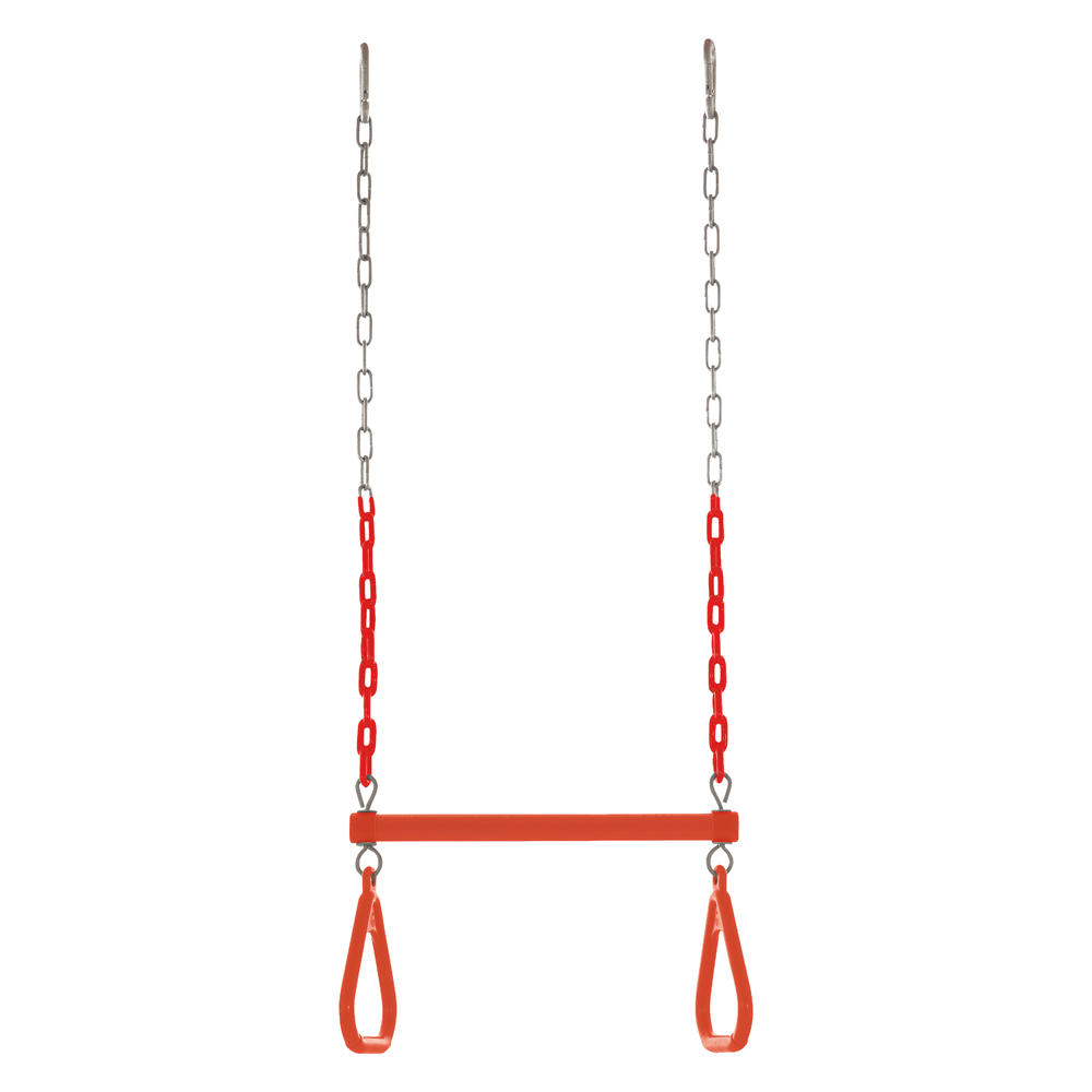 Swingan  &#8211; Trapeze Swing Bar &#8211; Vinyl Coated Chain &#8211; Fully Assembled - Orange