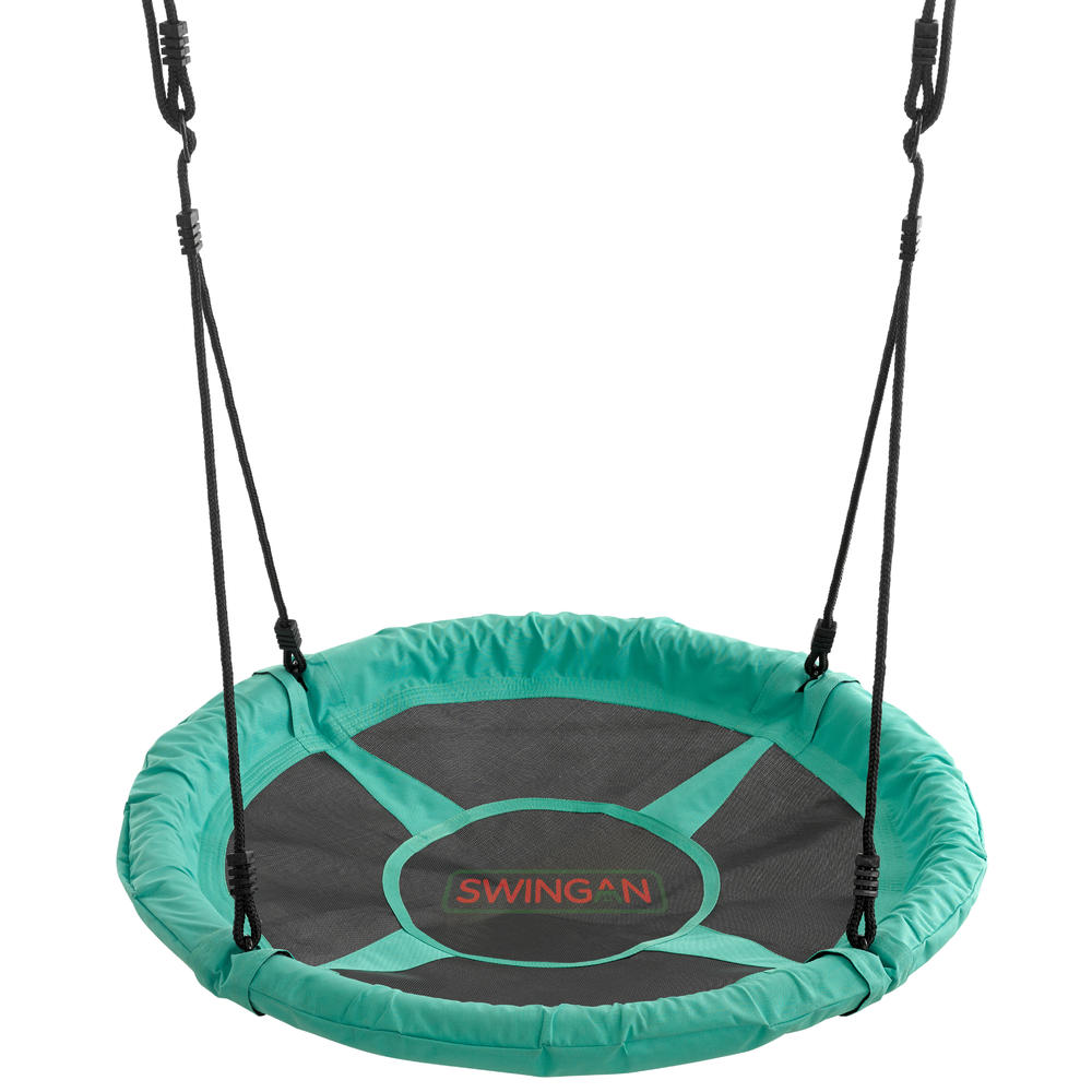 Swingan  &#8211; 37.5&#8221; Super Fun Nest Swing With Adjustable Ropes &#8211; Solid Fabric Seat Design - Green