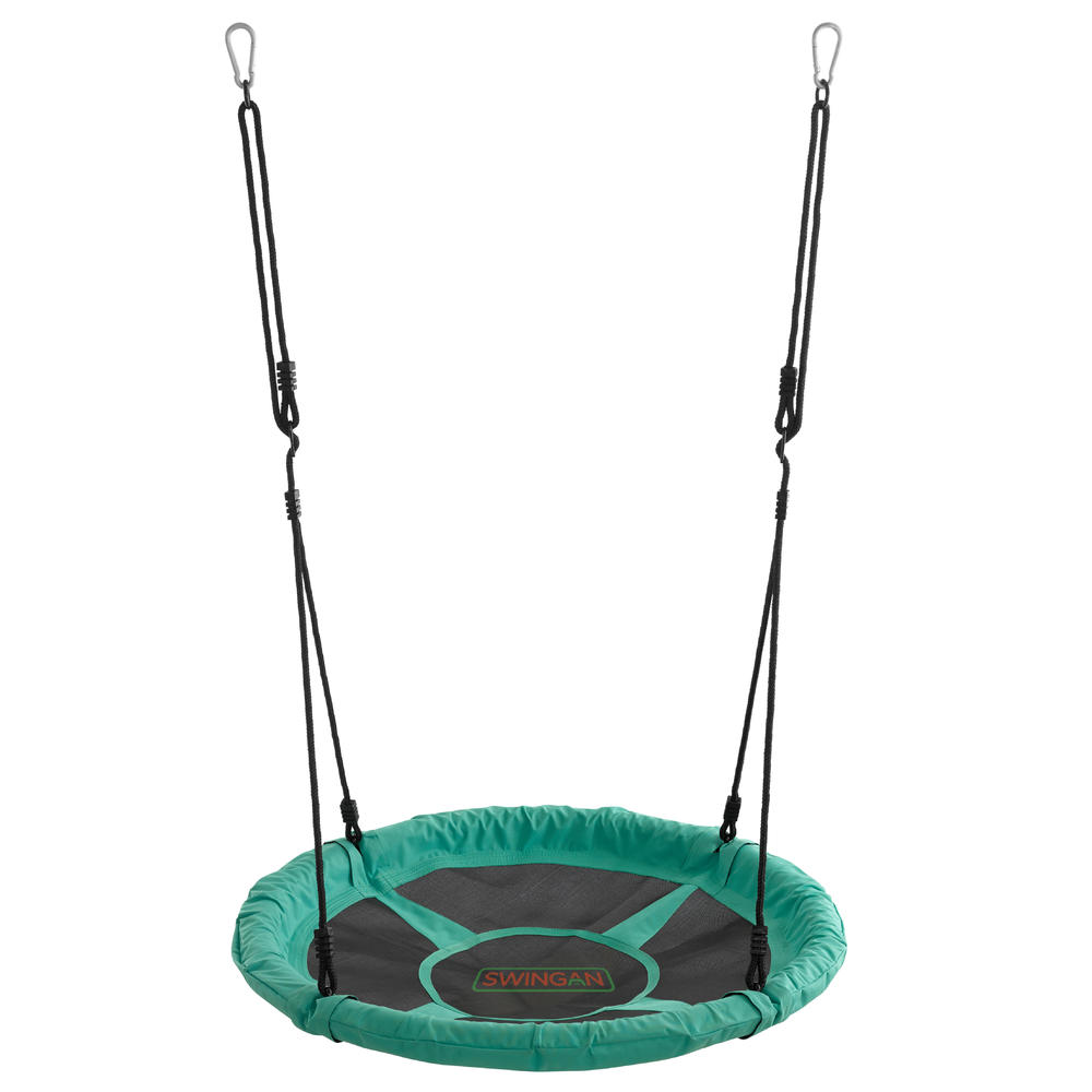 Swingan  - 37.5" Super Fun Nest Swing With Adjustable Ropes &#8211; Solid Fabric Seat Design - Green