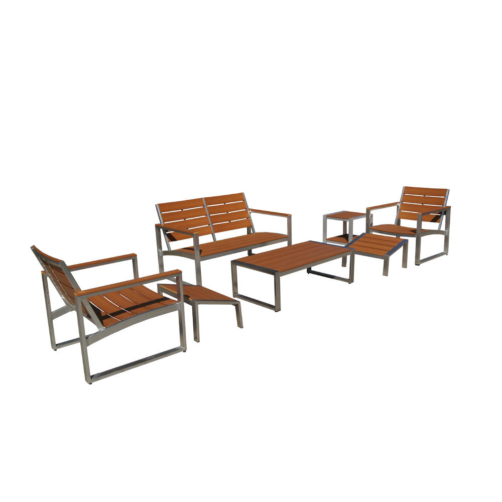 THE HOM Liberty 7-Piece All-Weather Engineer Plywood Patio Seating Set