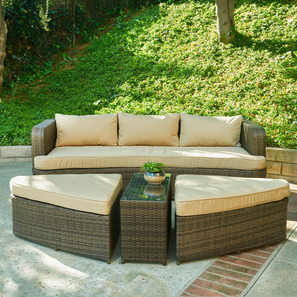 THE HOM Amelia 4-Piece All-Weather Wicker Patio Seating Set