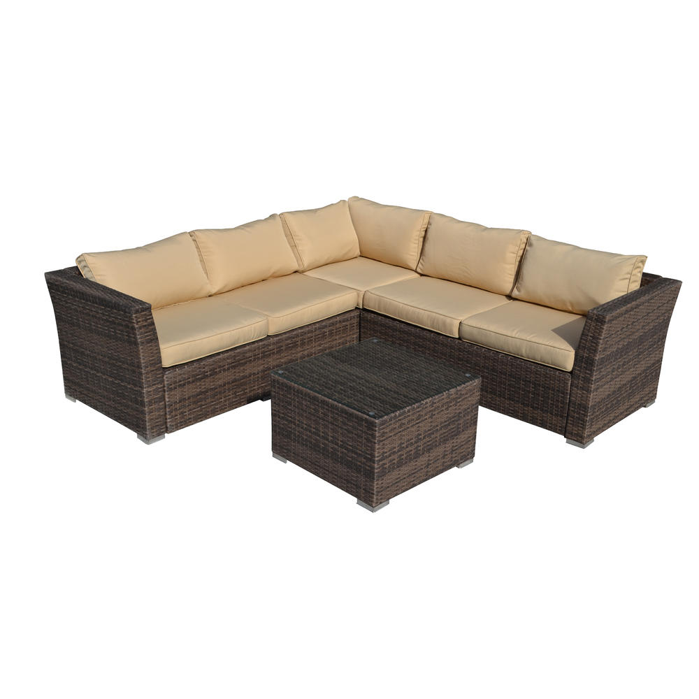THE HOM Mirge 4-Piece All-Weather Wicker Patio Seating Set