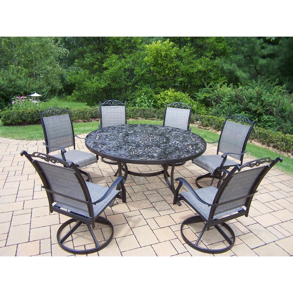 Oakland Living Aluminum 7 Pc. Patio Dining set w/ 60" Interchangeable