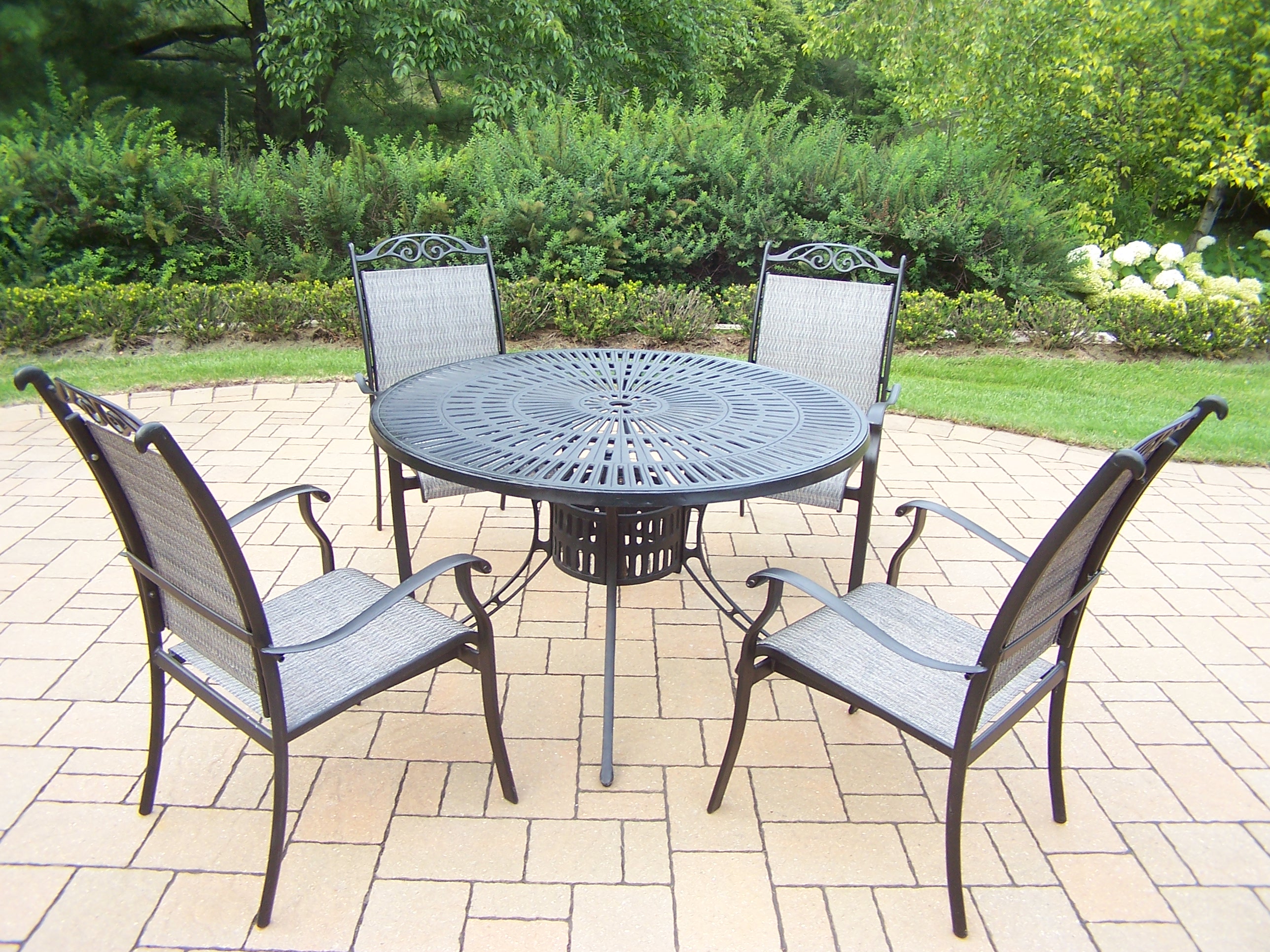 Oakland Living Aluminum Patio Dining Set 7 Pc. w/ 48" Table & stackable Chairs