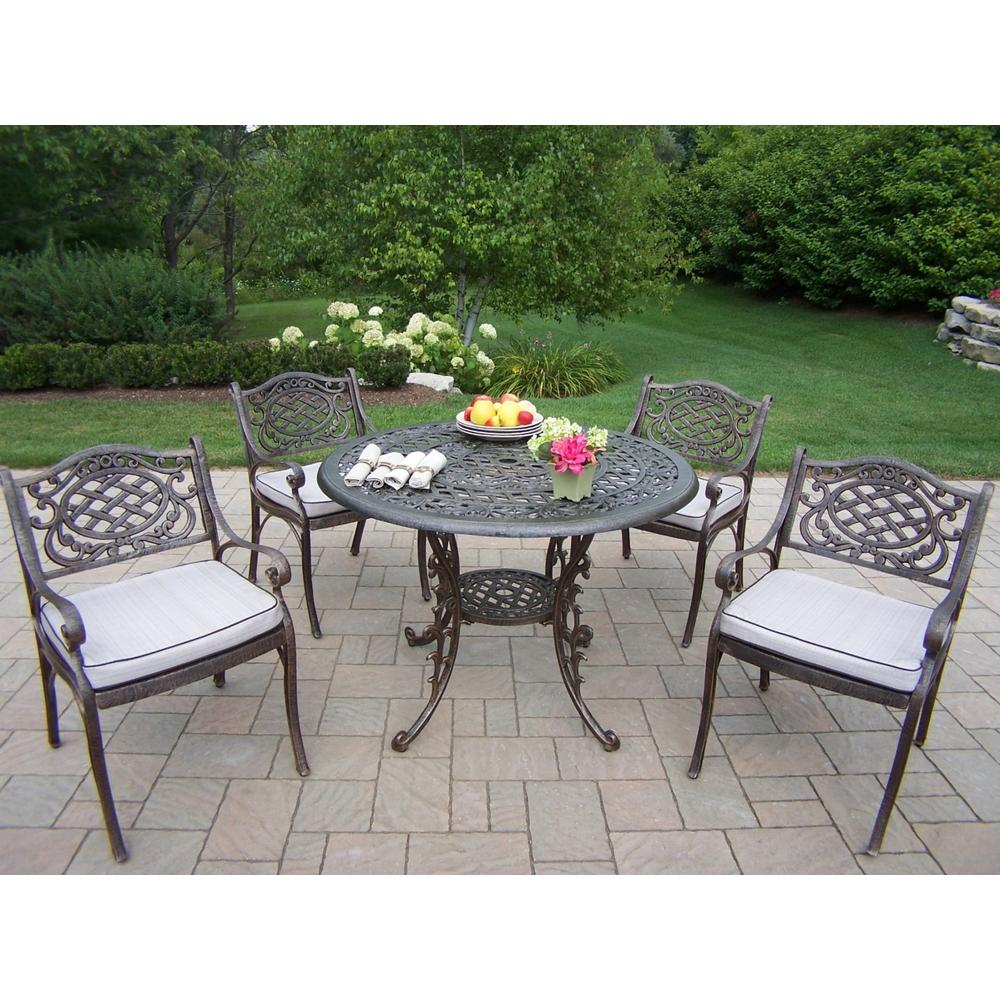 Oakland Living Cast Aluminum 5 Pc. Patio Dining set w/ Table & Cushioned Chairs