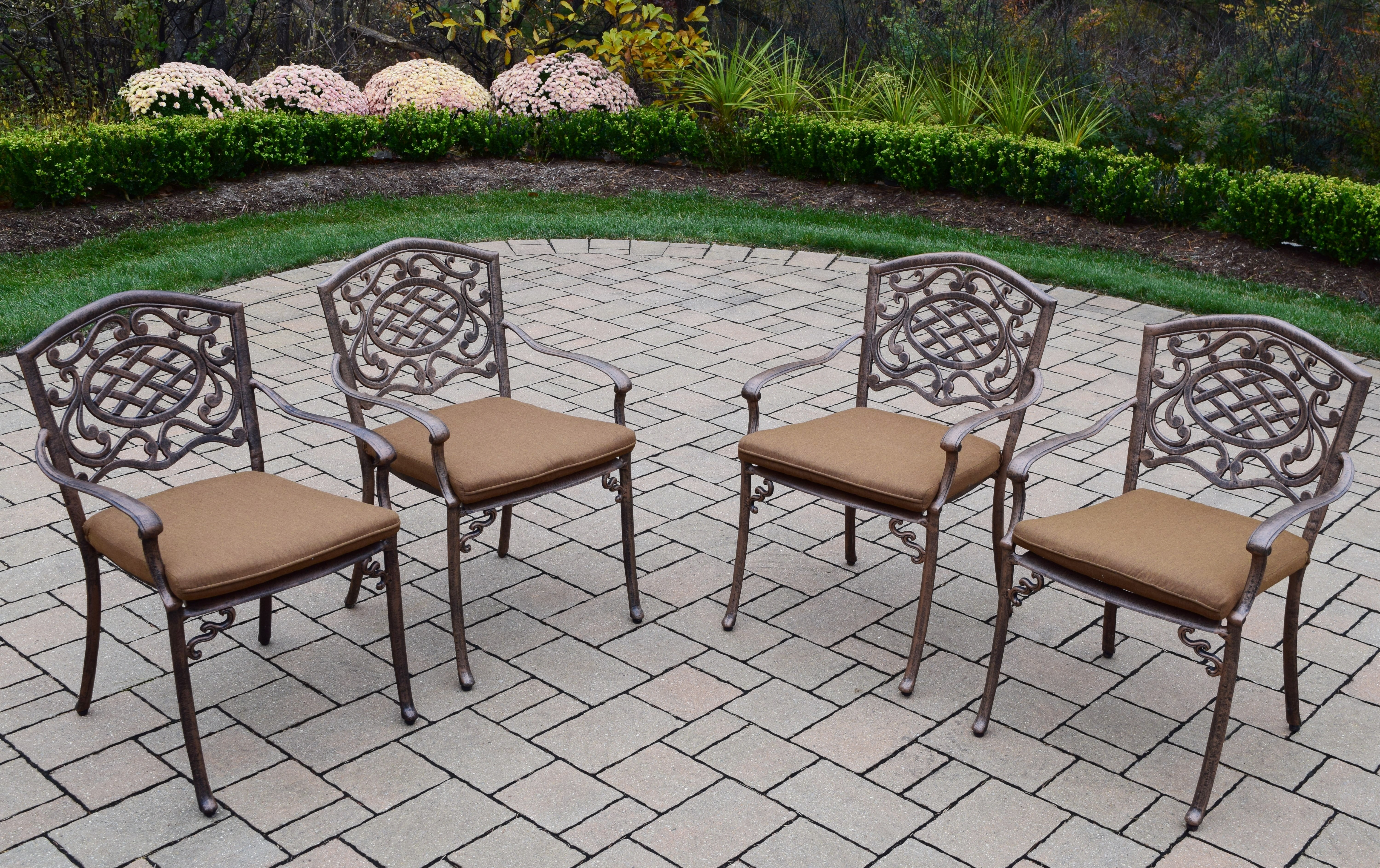 Oakland Living Cast Aluminum 5 Pc. Patio Dining set w/ Table & Sunbrella fabric Cushioned stackable Chairs
