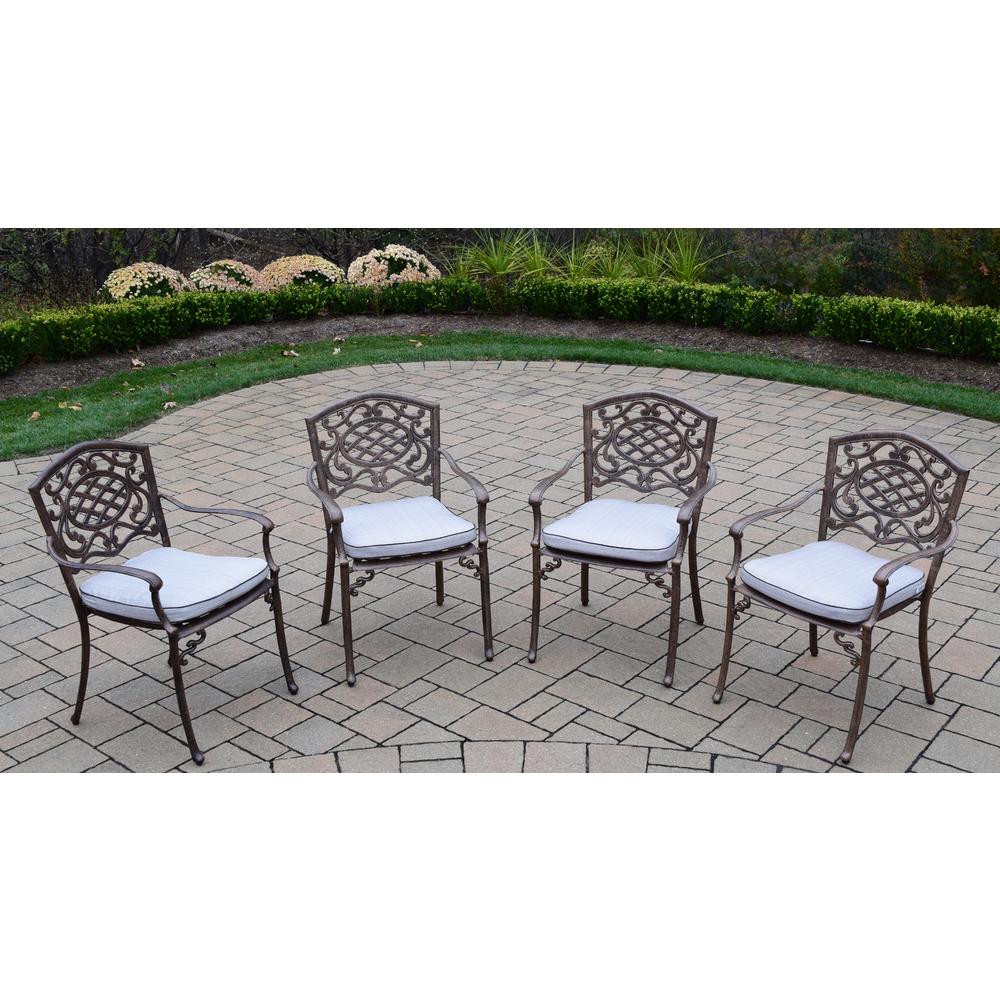 Oakland Living Cast Aluminum 5 Pc. Patio Dining set w/ table and Spun polyester Cushioned stackable Chairs