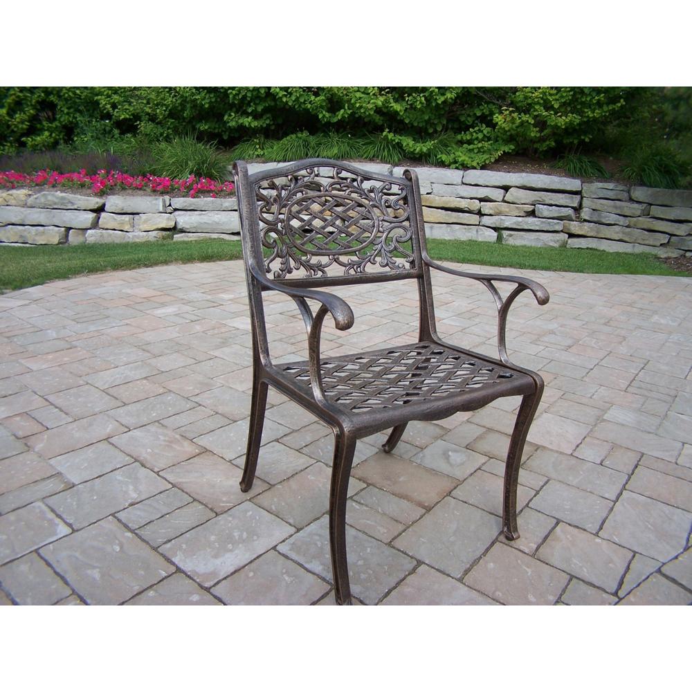 Oakland Living Cast Aluminum 7 Pc. Patio Dining set w/ Table, Chairs, Umbrella and Stand