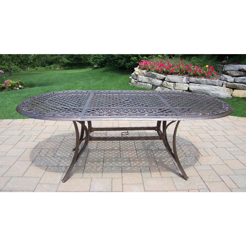 Oakland Living Cast Aluminum 9 Pc. Patio Dining set w/ 84 x 42" Oval Table & Cushioned Arm Chairs