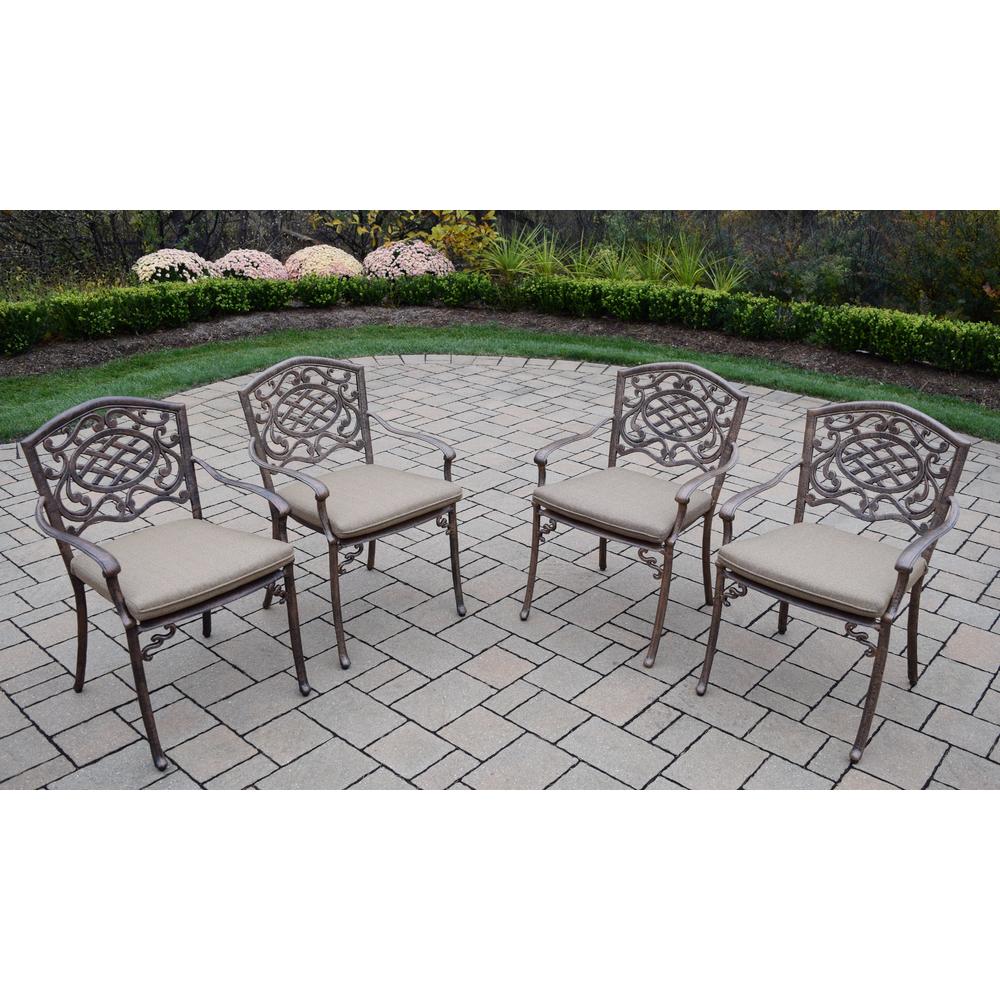 Oakland Living Patio Dining Set Cast Aluminum 5 Pc.w/ 48" table and Cushioned Stackable Chairs