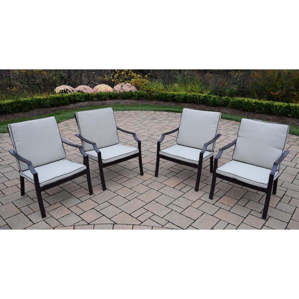 Oakland Living 4 Stackable Aluminum deep seat Chat Chairs with seat & back cushions (4 pack)