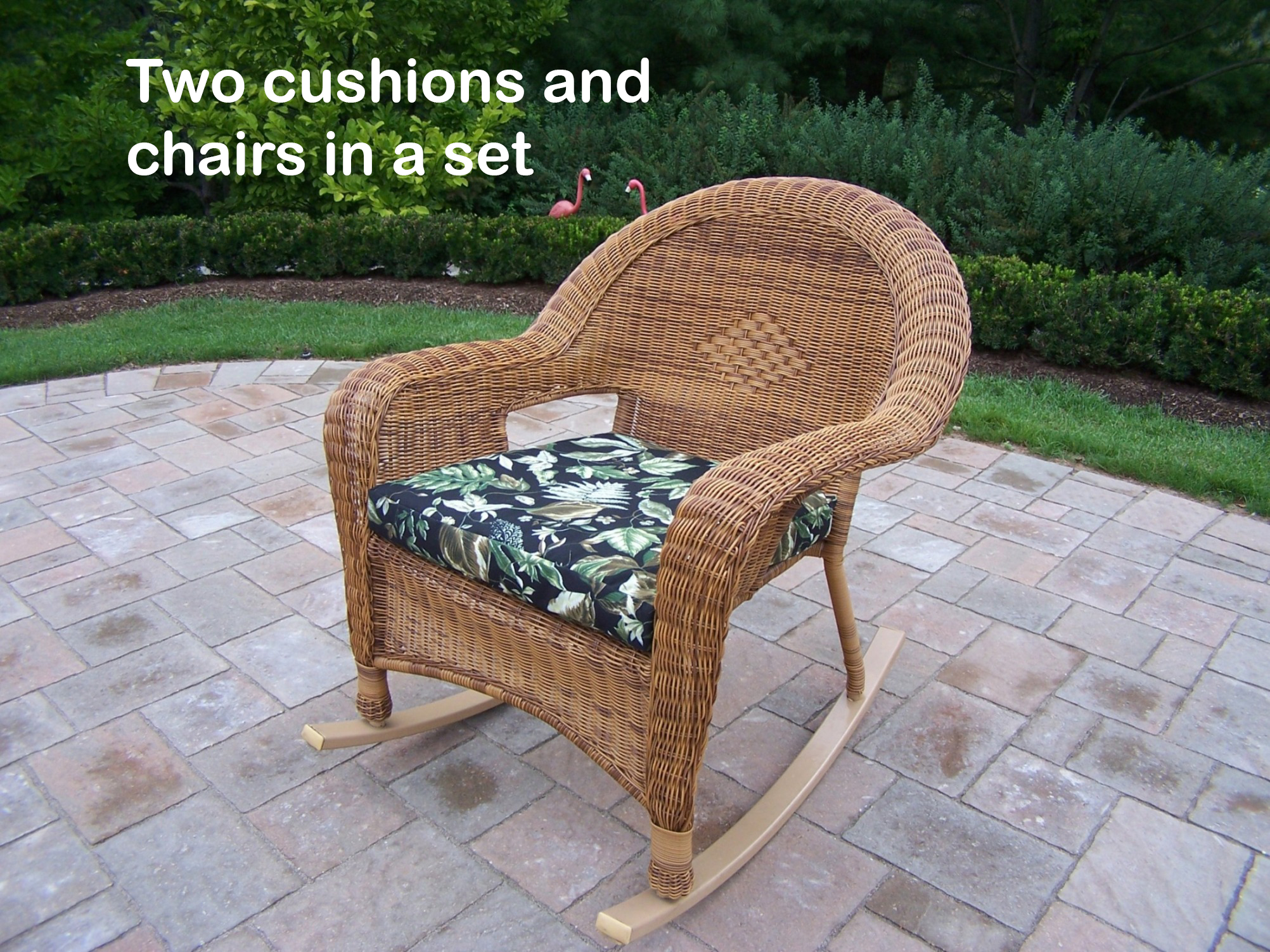 Oakland Living Pair of Cushioned Resin Wicker Rockers (PACK of 2)