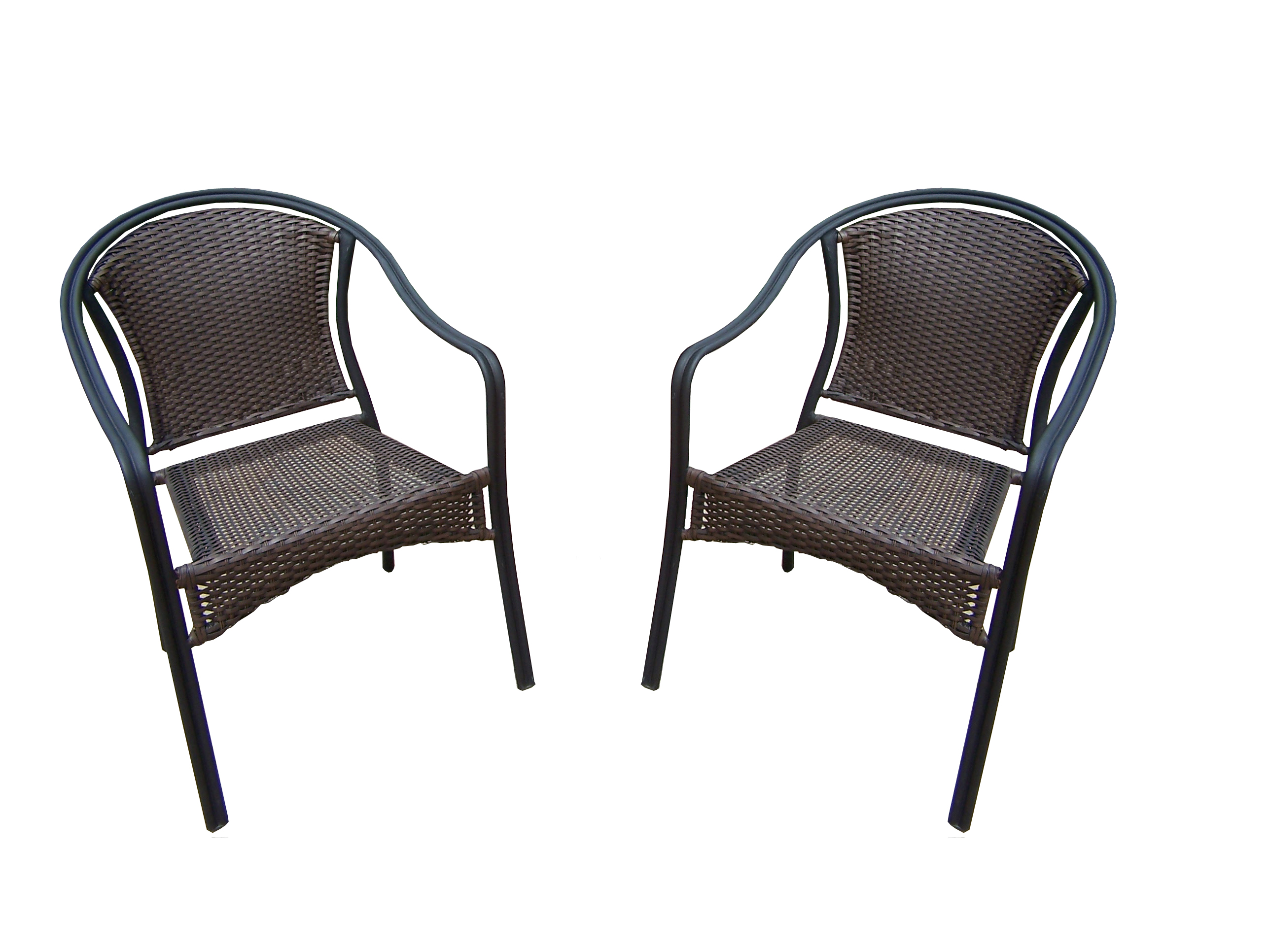 Oakland Living Pair of Stackable Wicker Chairs with Round backs (Pack of 2)