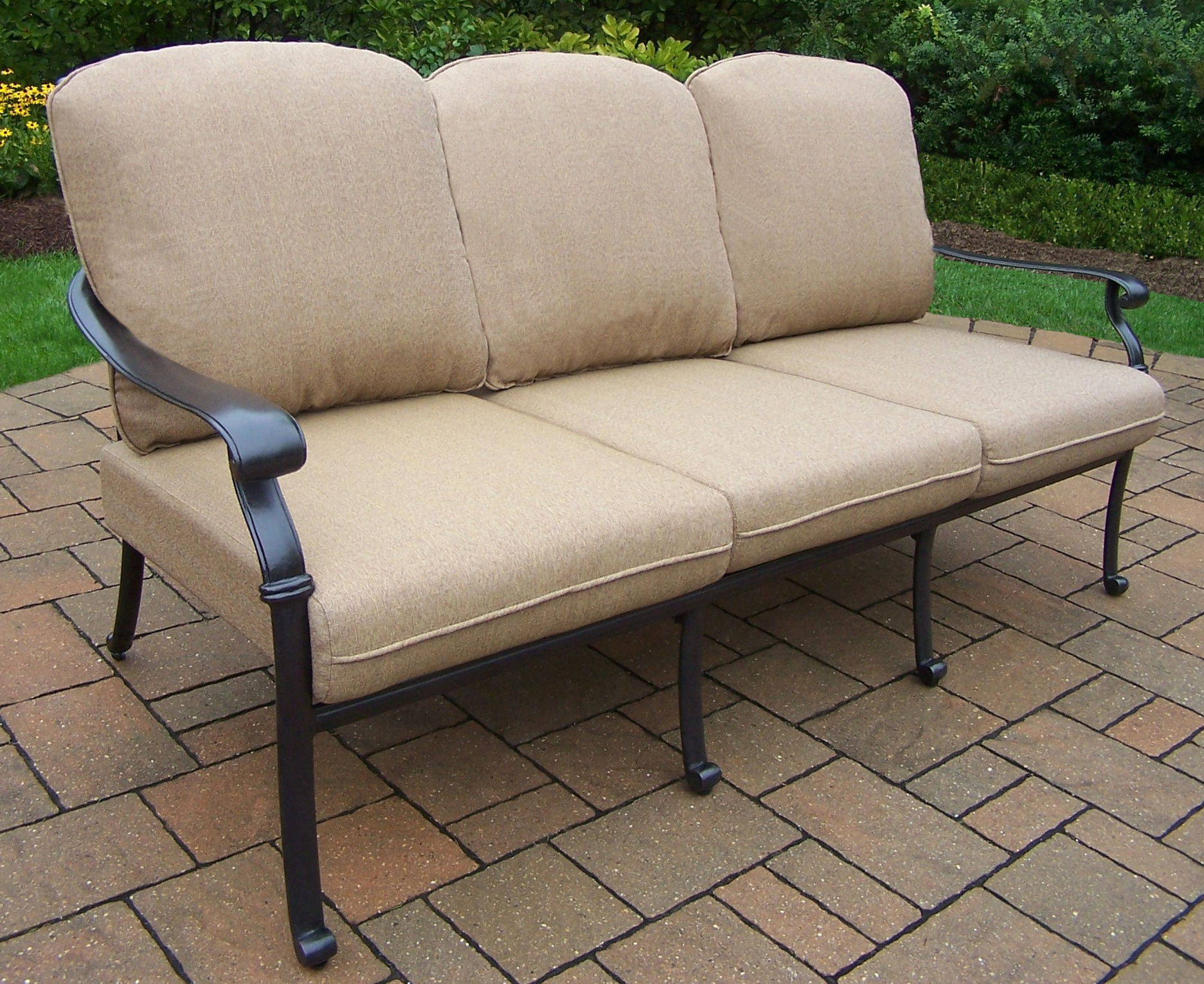 Oakland Living Aluminum Deep Seating Sofa with durable spun polyester cushions