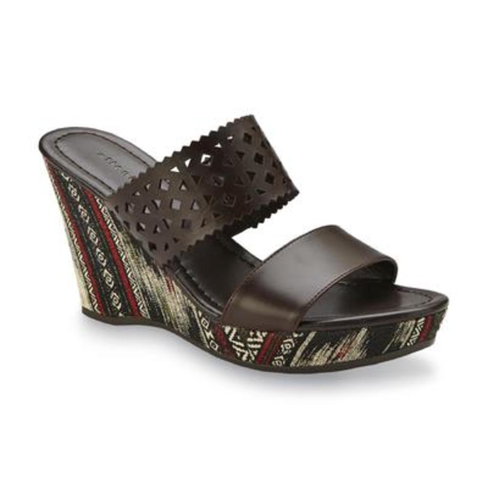 Attention Women's Tylie Brown Tribal Print Cutout Wedge Sandal