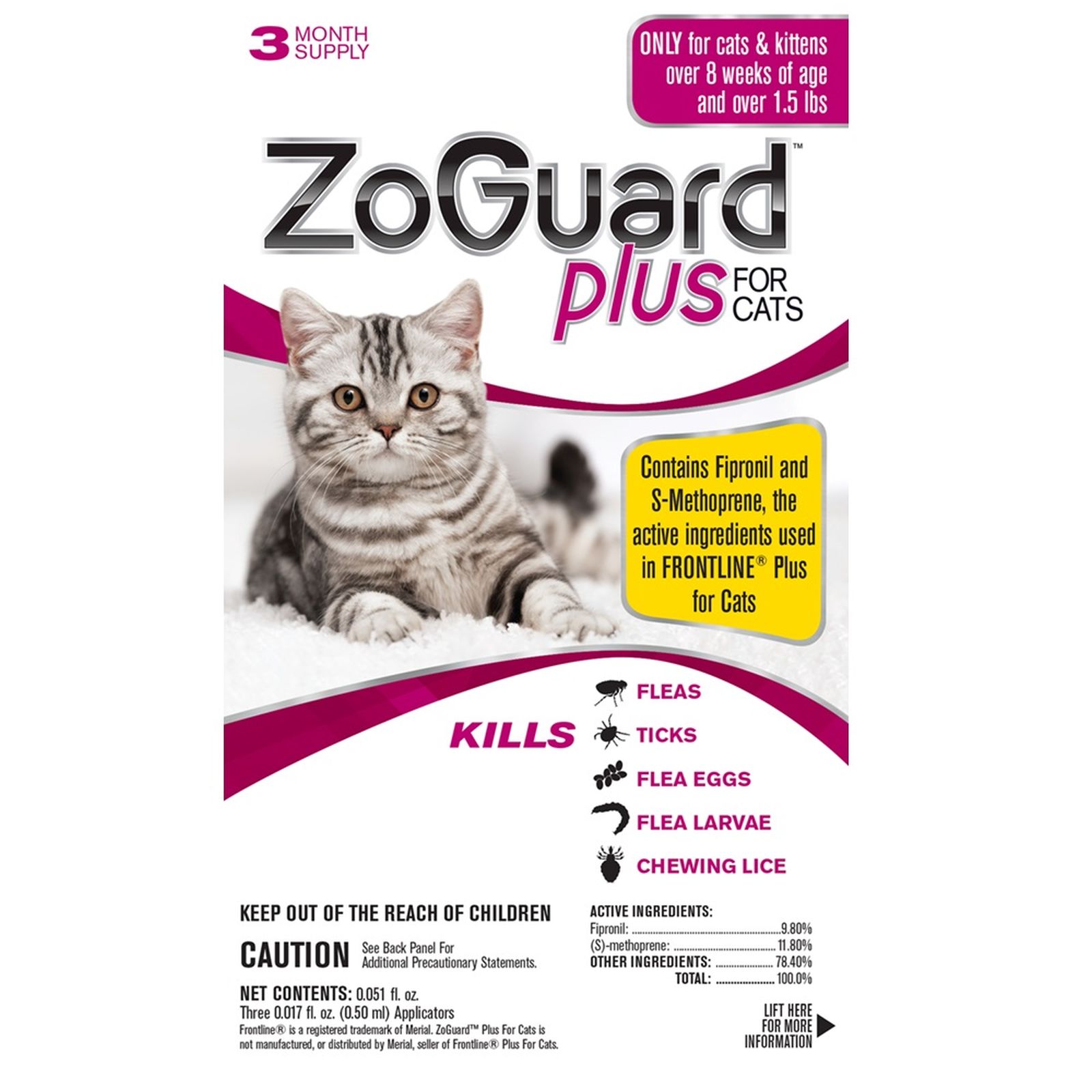 ZoGuard Plus for Cats, Compare to Frontline&#174; Plus