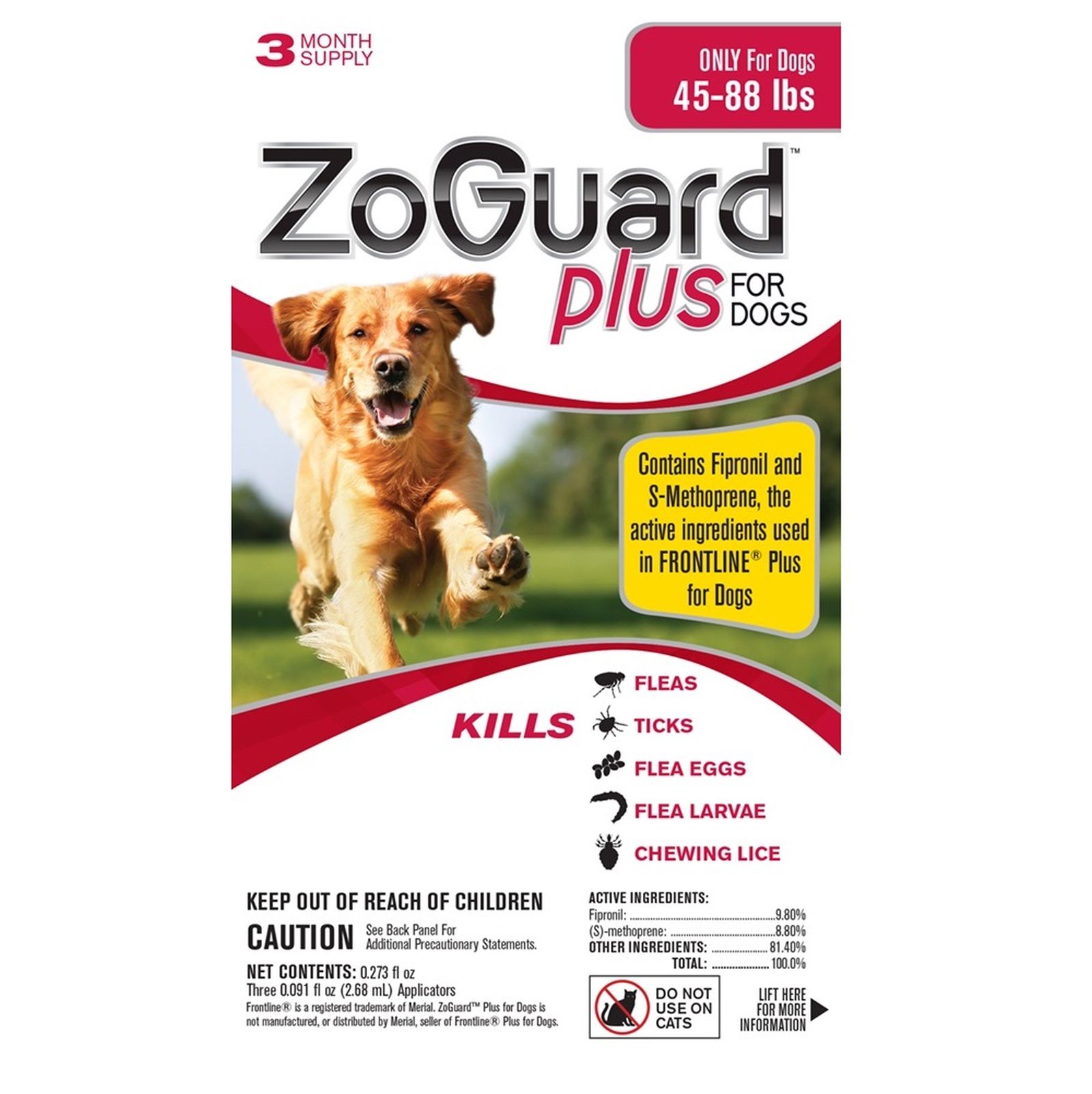 ZoGuard Plus for Dogs (45 - 88 lbs) Compare to Frontline&#174; Plus