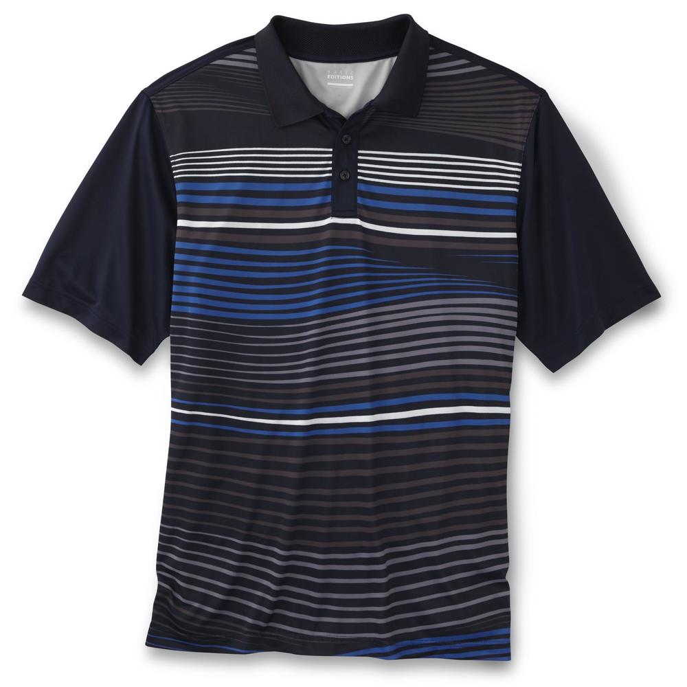 Basic Editions Men's Big & Tall Knit Polo Shirt - Striped