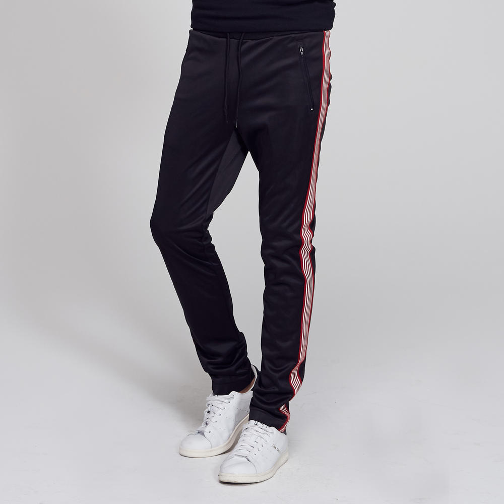 Adam Levine Men's Tricot Multi Stripe Pant - Black w/ Riding Red