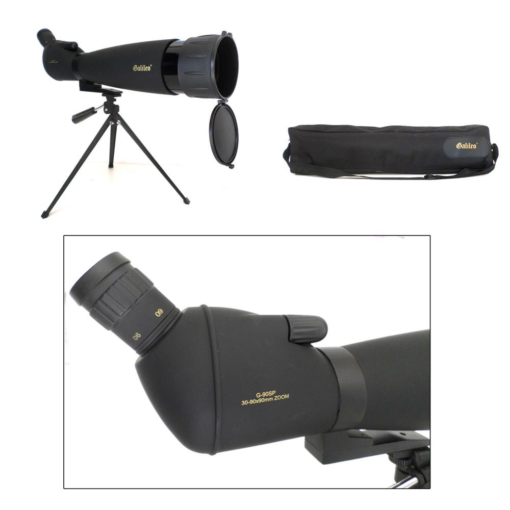 Galileo  30X - 90X x 90mm Zoom Spotting Scope with Smartphone Adapter & Shoulder Case