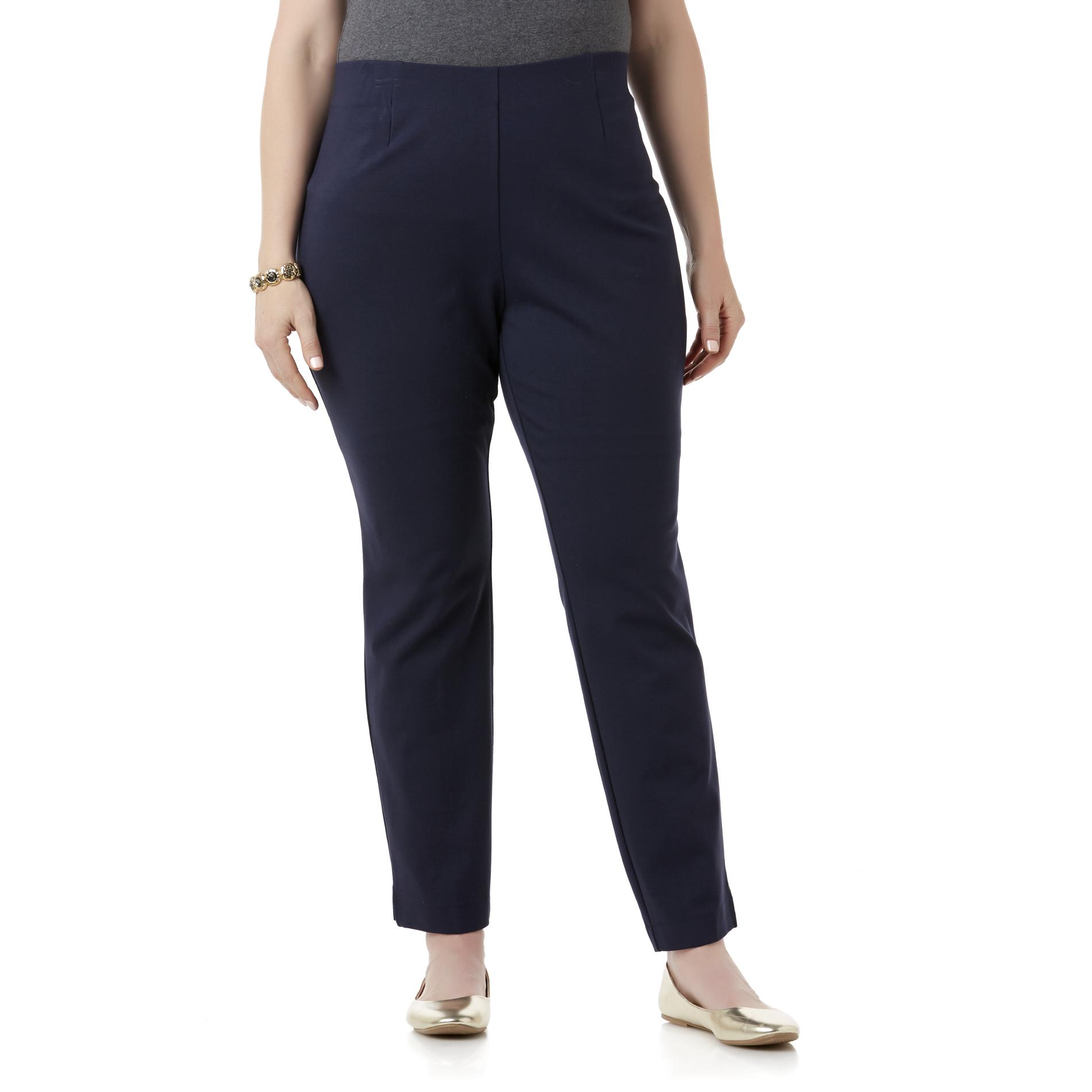 Basic Editions Women's Plus Ponte Knit Pants - Kmart