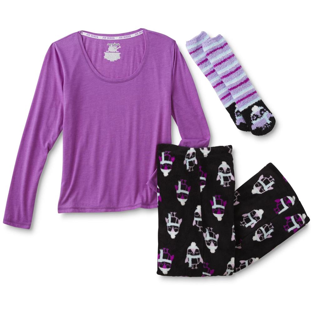 Joe Boxer Junior's Pajama Top, Pants & Cozy Socks - Penguins