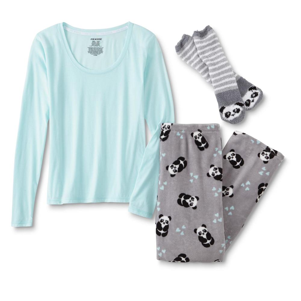 Joe Boxer Junior's Pajama Top, Pants & Cozy Socks - Panda