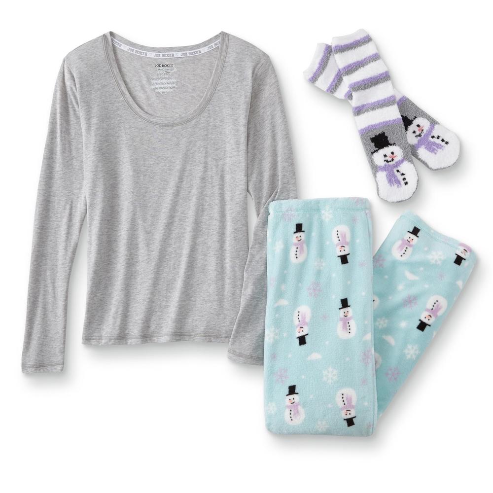 Joe Boxer Junior's Pajama Top, Pants & Cozy Socks - Snowman
