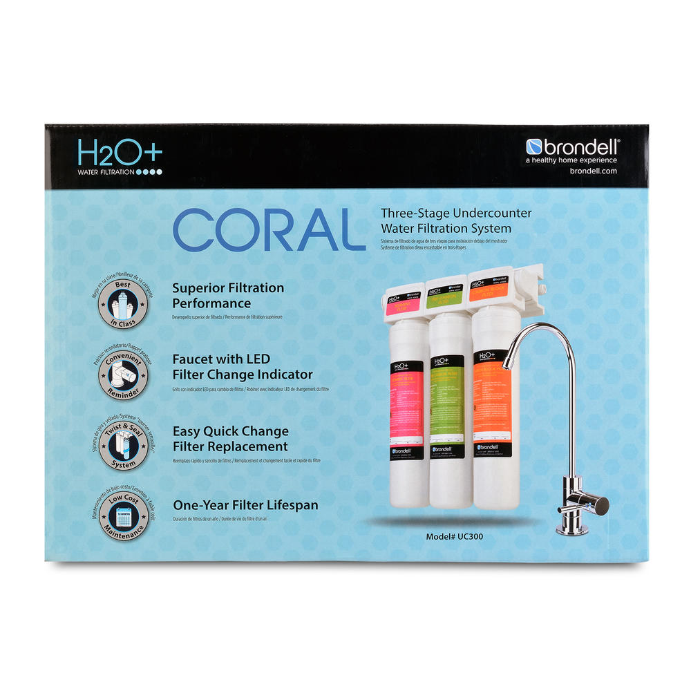 Brondell UC300 H2O+ Coral ThreeStage Undercounter Water Filtration