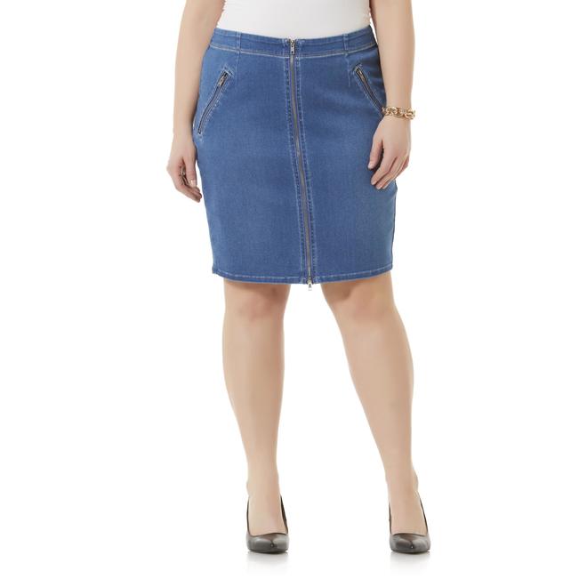 Simply Emma Women's Plus Jean Skirt - Medium Wash - Sears
