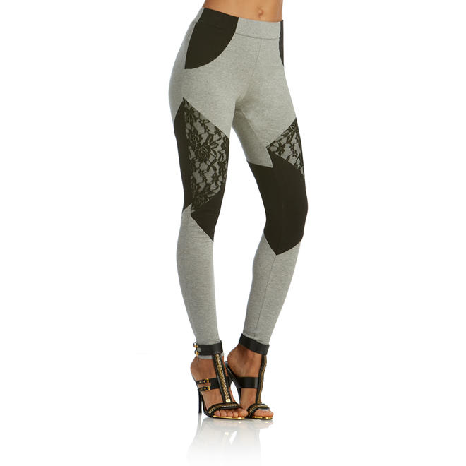 Nicki Minaj Women's Colorblocked Leggings w/ Lace Insets