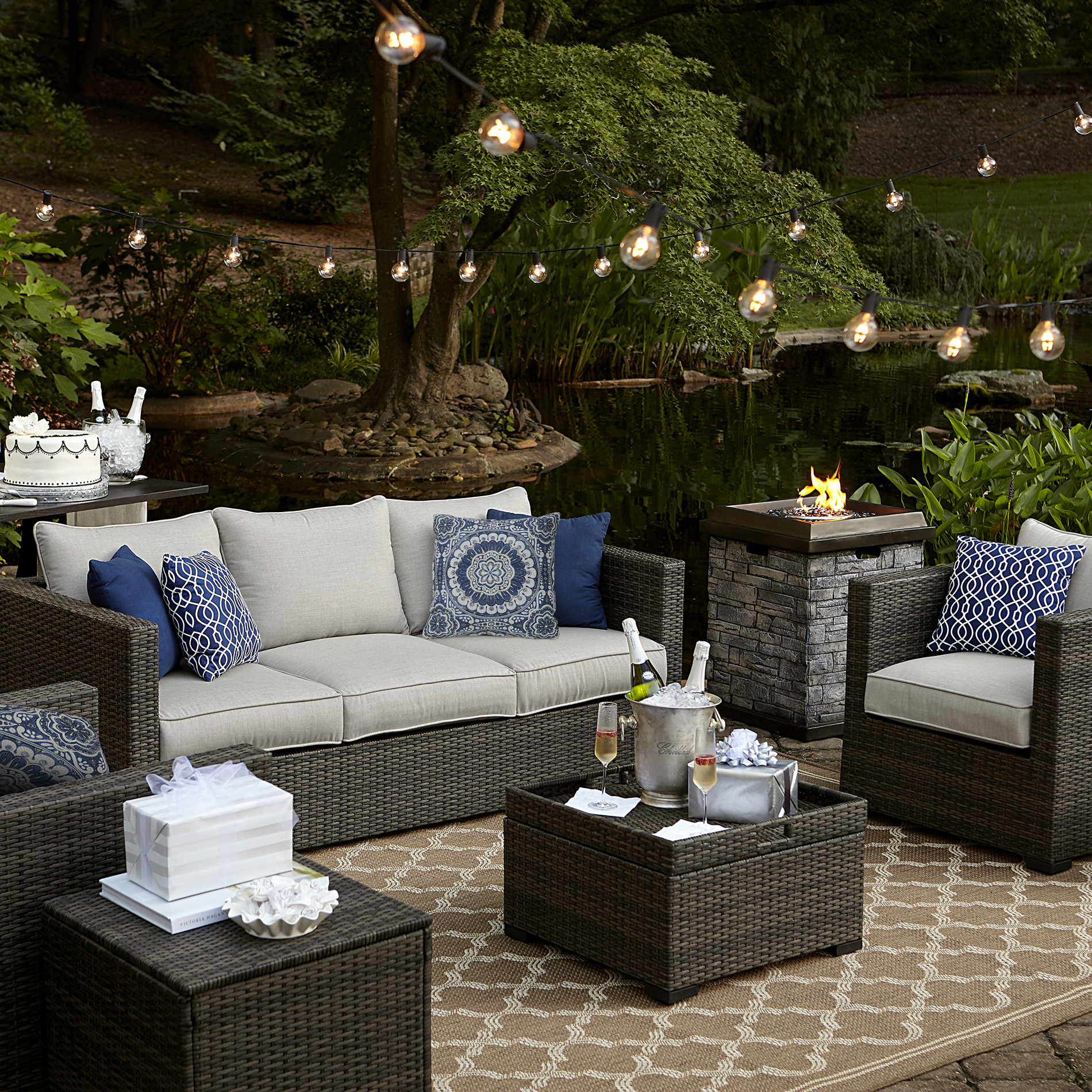 Grand Resort 114 76 123 Monterey 3 Pc Wicker Seating Set Gray