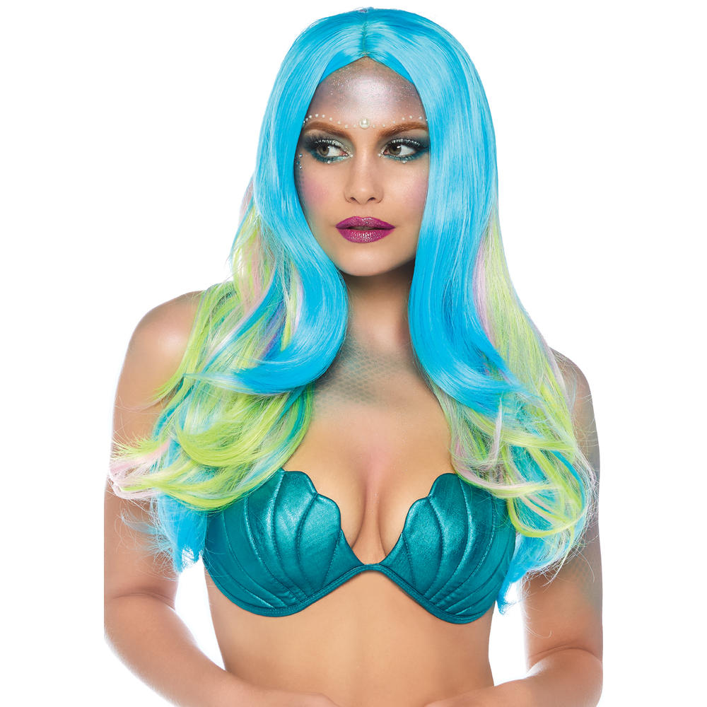 Leg Avenue  Womens Fashion Synthetic Costume Cosplay Long Blue Multi-Color Wig