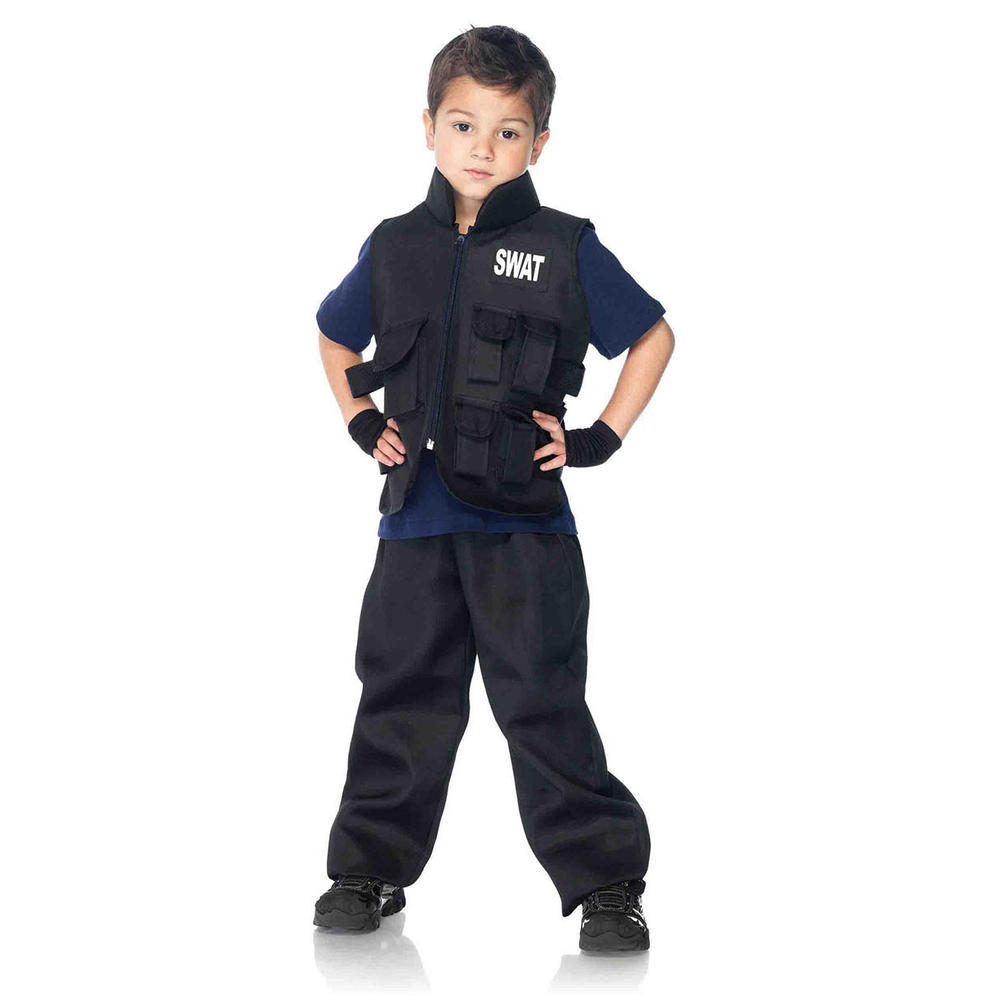 Leg Avenue Children's Costume 2Pc.Swat Officer Multi Pocket Utility Vest Fingerless Gloves