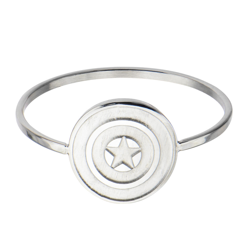 Marvel Women's Stainless Steel Captain America Shield Logo  Polished Ring