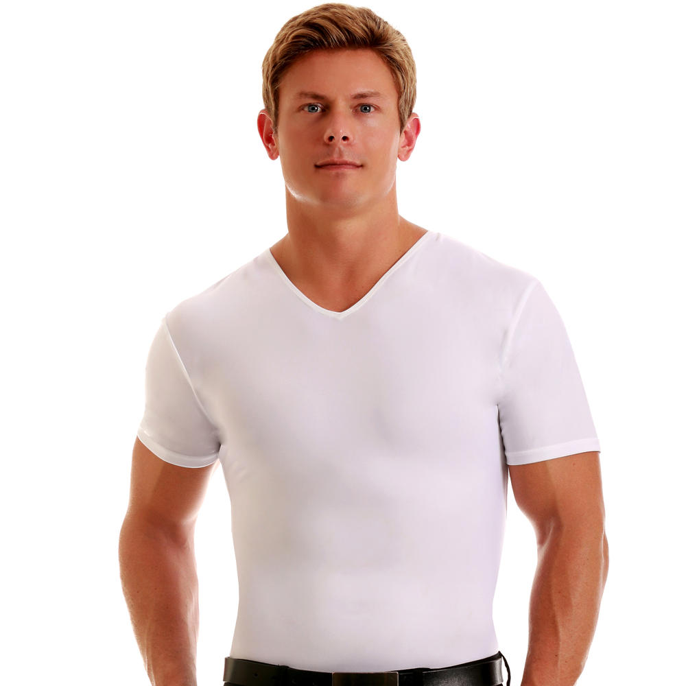 Insta Slim Compression short sleeve v-neck t-shirt for men, look up to 5" slimmer instantly!