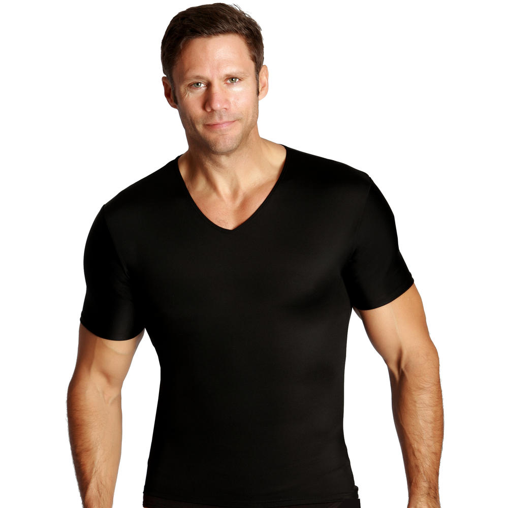 Insta Slim 3 Pack Compression short sleeve v-neck t-shirts for men, look up to 5&#8221; slimmer instantly!