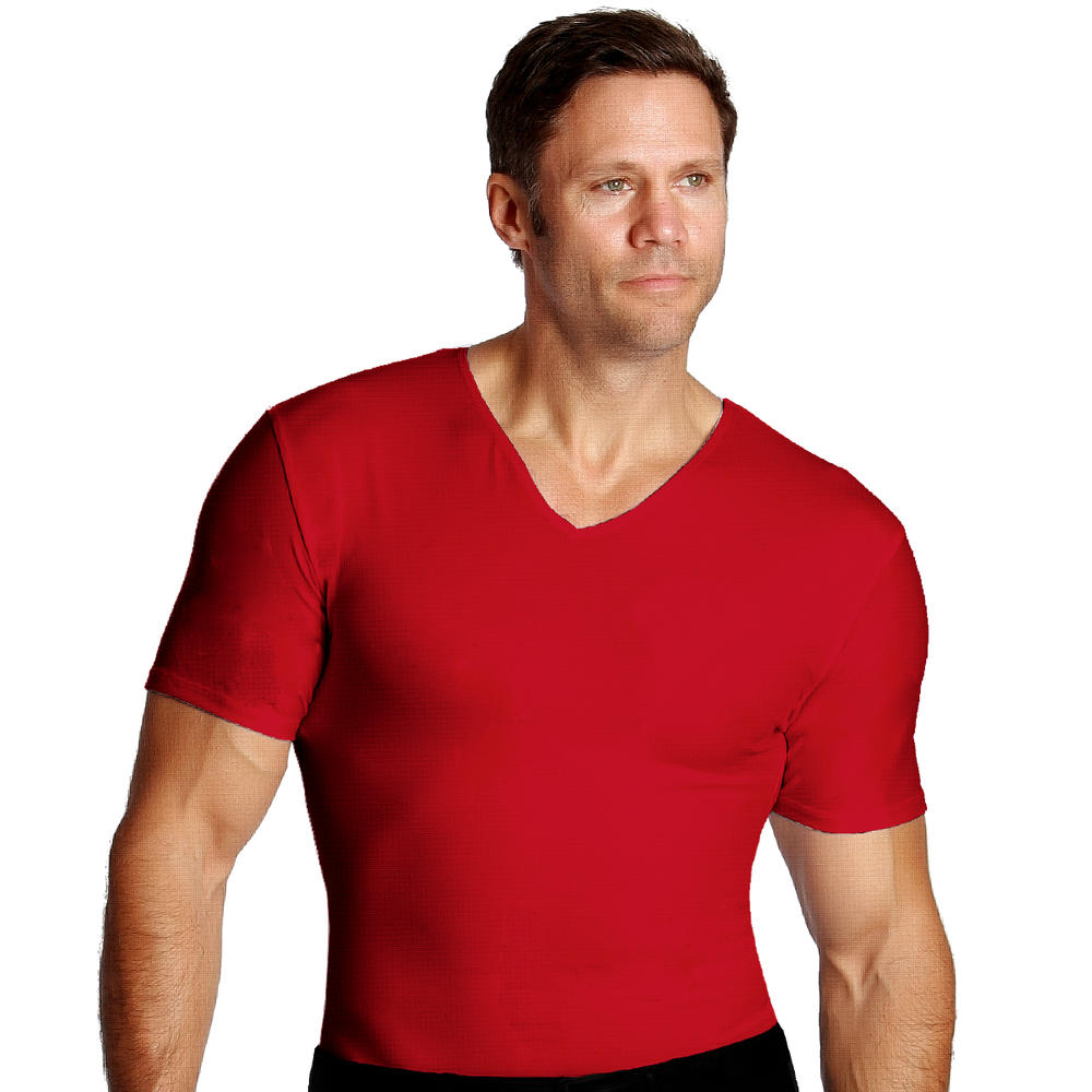 Insta Slim 3 Pack Compression short sleeve v-neck t-shirts for men, look up to 5 inches slimmer instantly!