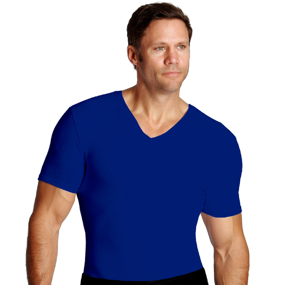 Insta Slim 3 Pack Compression short sleeve v-neck t-shirts for men, look up to 5 inches slimmer instantly!