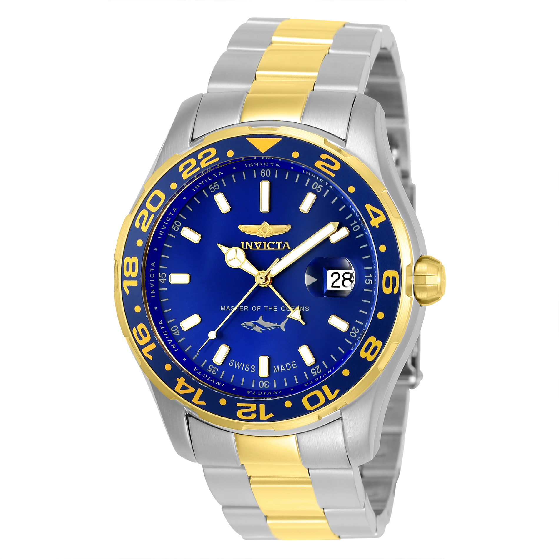 Pro Diver Men's 44mm Stainless Steel Gold Tone Blue Dial Watch