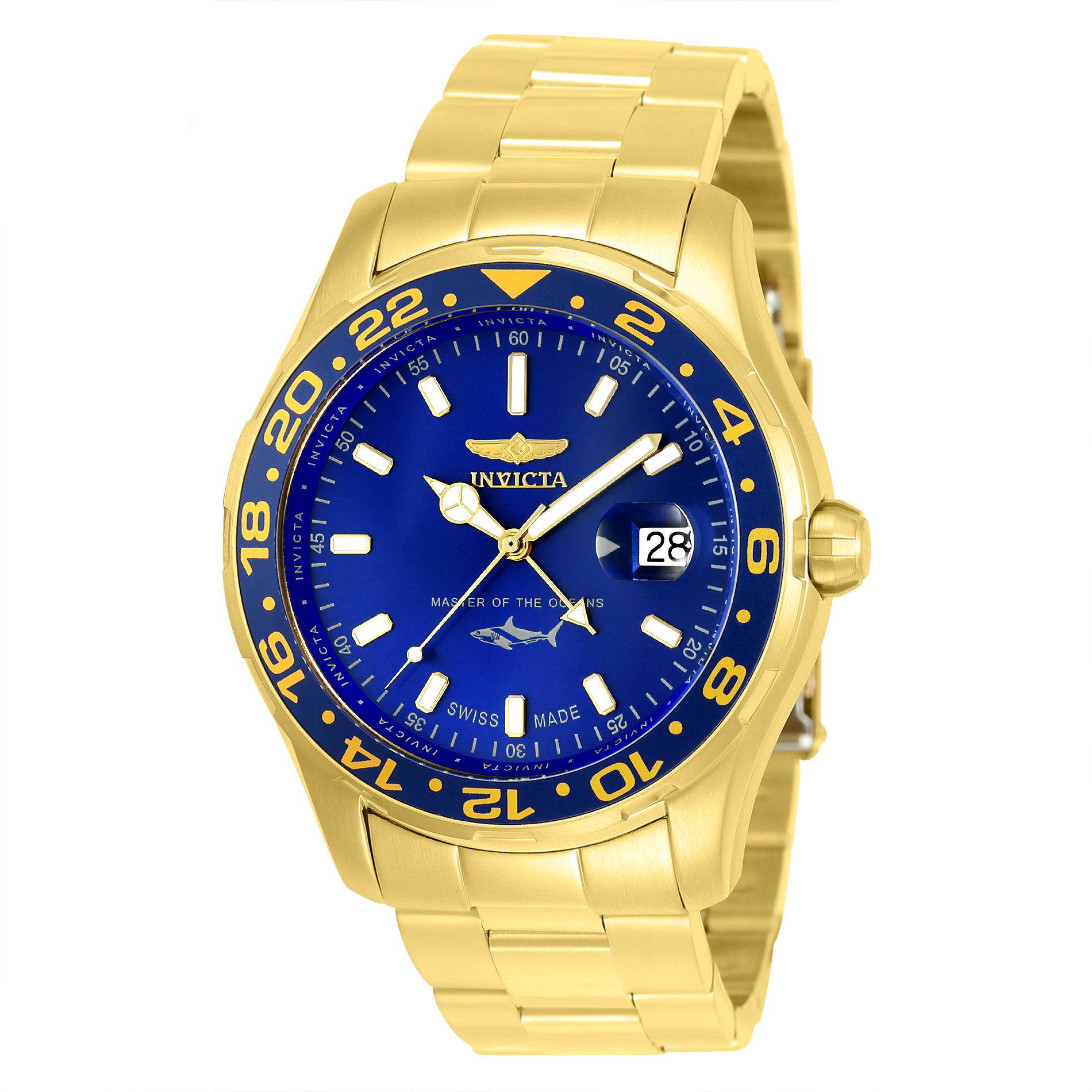 Pro Diver Men's 44mm Stainless Steel Gold Tone Blue Dial Watch