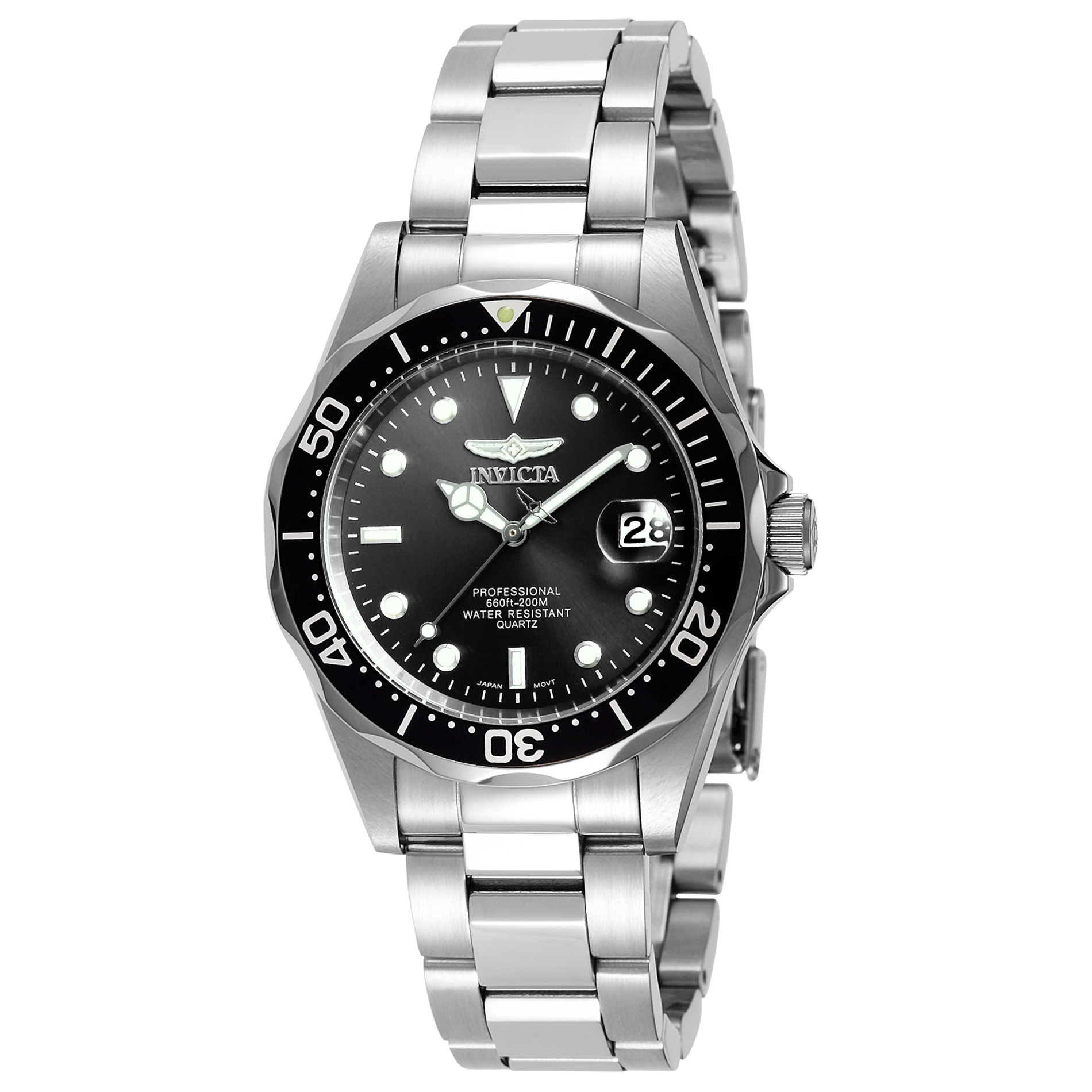 Pro Diver Men's 37.5mm Stainless Steel Black Dial Watch