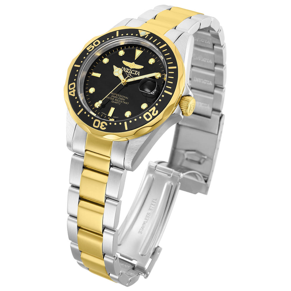 Invicta Men's Pro Diver 37.5mm Stainless Steel and Stainless Steel Black Dial PC32A Quartz