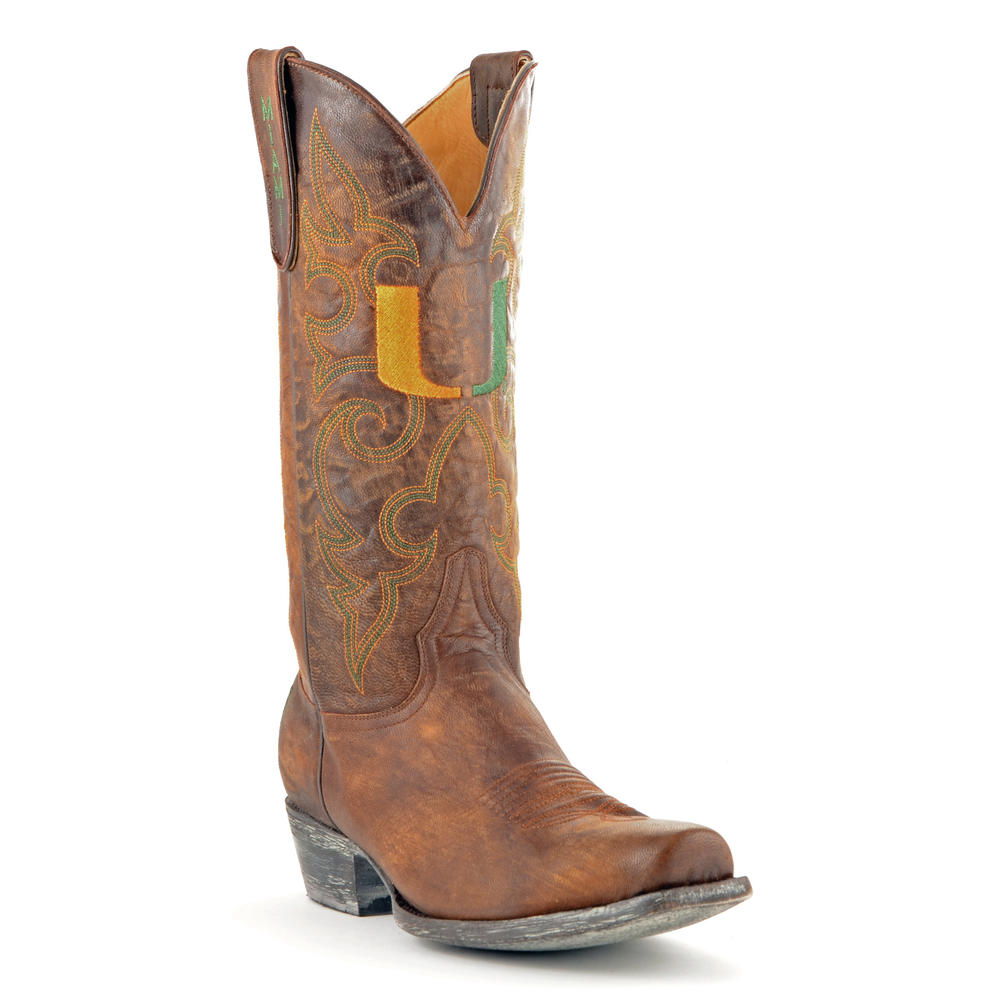 Gameday Boots Men's University of Miami Leather Boots - Wide Width