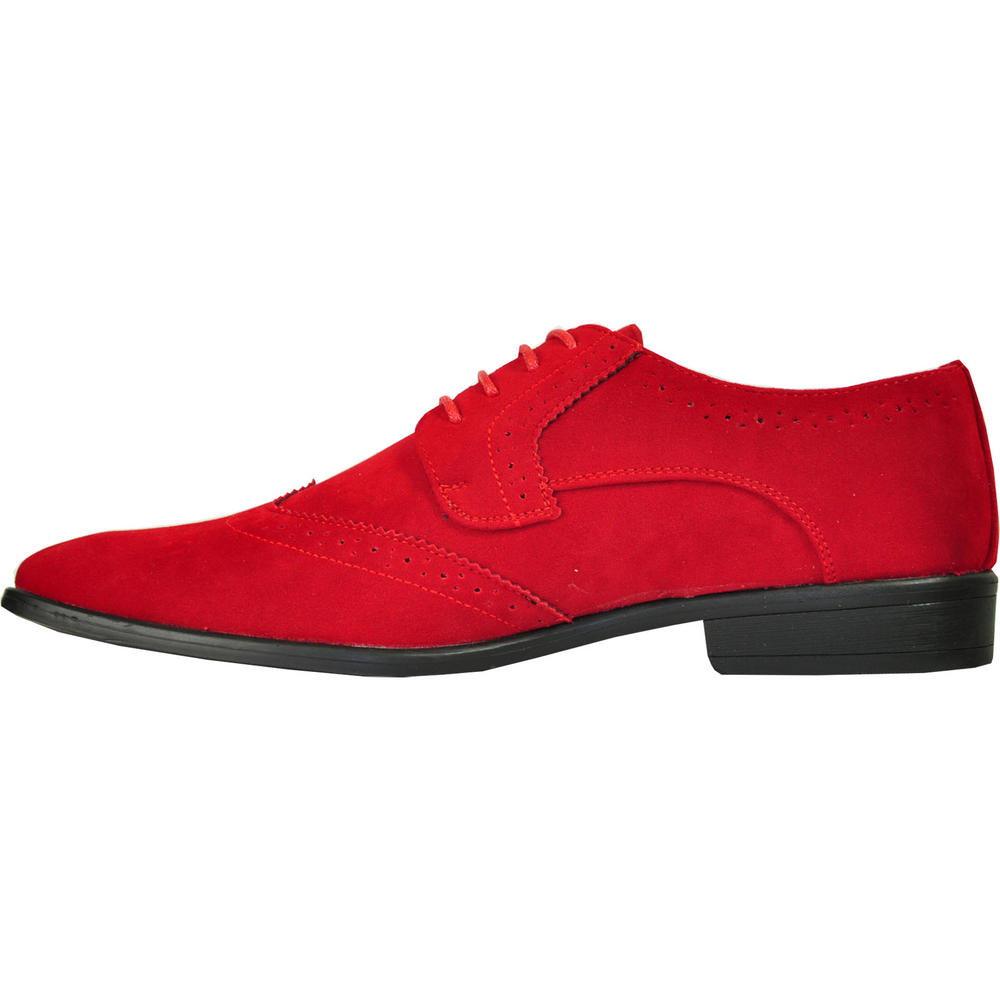 BRAVO Men's KING-3 Wingtip Oxford - Red Wide Width Avail