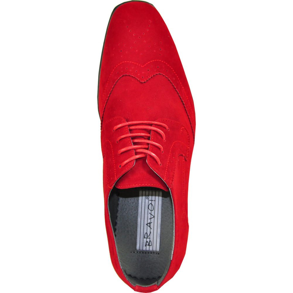 BRAVO Men's KING-3 Wingtip Oxford - Red Wide Width Avail